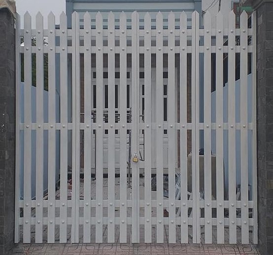 Thiết kế cổng sắt hộp 4 cánh dạng hàng rào