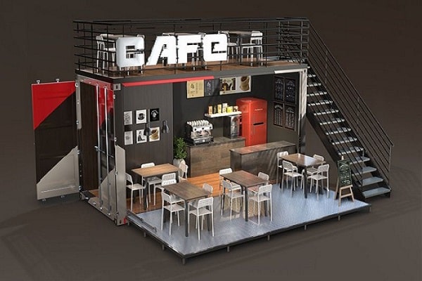 Quán cafe container với thiết kế pha trộn giữa cổ điển và hiện đại